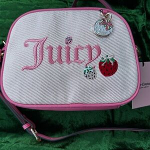 Juicy Couture Pink and White Embroidered Bag